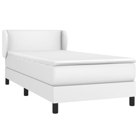 vidaXL Boxspringbett mit Matratze Weiß 90x190 cm Kunstleder