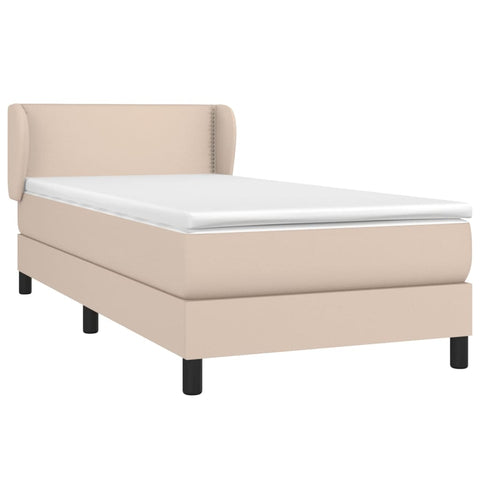 vidaXL Boxspringbett mit Matratze Cappuccino-Braun 90x190cm Kunstleder