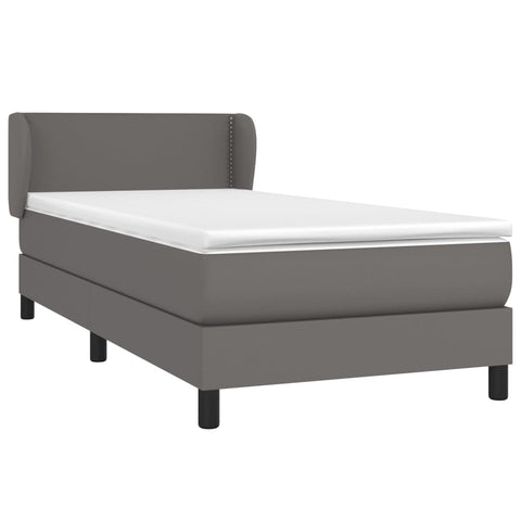 vidaXL Boxspringbett mit Matratze Grau 100x200 cm Kunstleder