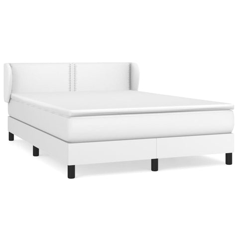 vidaXL Boxspringbett mit Matratze Weiß 140x190 cm Kunstleder