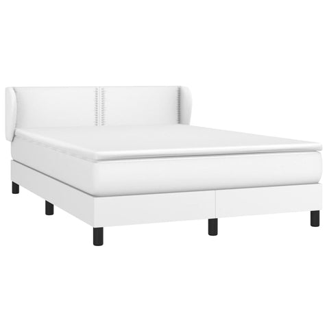 vidaXL Boxspringbett mit Matratze Weiß 140x190 cm Kunstleder