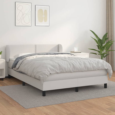 vidaXL Boxspringbett mit Matratze Weiß 140x190 cm Kunstleder