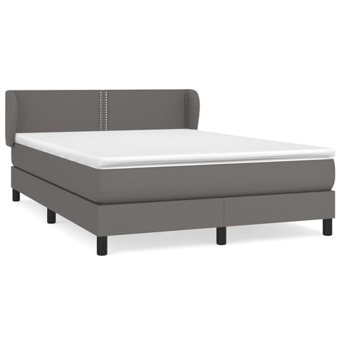 vidaXL Boxspringbett mit Matratze Grau 140x190 cm Kunstleder