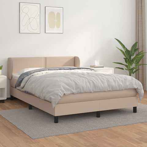 vidaXL Boxspringbett Matratze Cappuccino-Braun 140x190cm Kunstleder