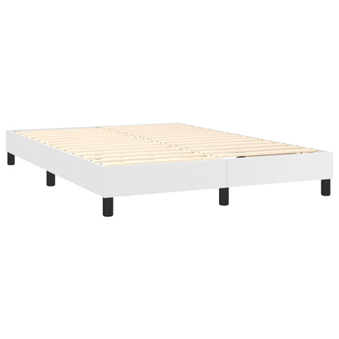 vidaXL Boxspringbett mit Matratze Weiß 140x200 cm Kunstleder