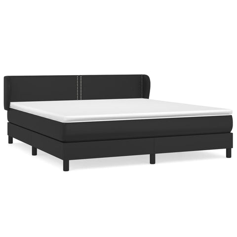 vidaXL Boxspringbett mit Matratze Schwarz 160x200 cm Kunstleder