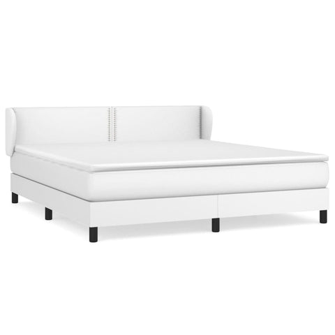 vidaXL Boxspringbett mit Matratze Weiß 160x200 cm Kunstleder