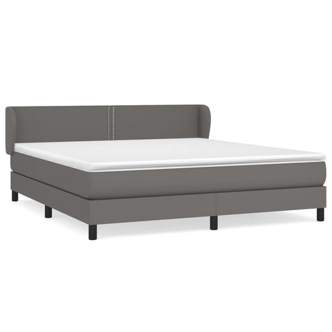 vidaXL Boxspringbett mit Matratze Grau 160x200 cm Kunstleder