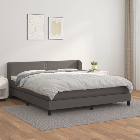 vidaXL Boxspringbett mit Matratze Grau 160x200 cm Kunstleder