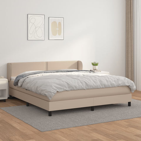 vidaXL Boxspringbett Matratze Cappuccino-Braun 160x200 cm Kunstleder