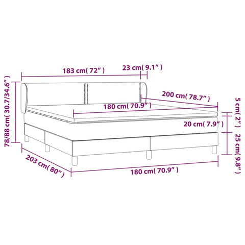 vidaXL Boxspringbett mit Matratze Weiß 180x200 cm Kunstleder