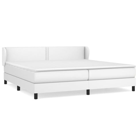 vidaXL Boxspringbett mit Matratze Weiß 200x200 cm Kunstleder