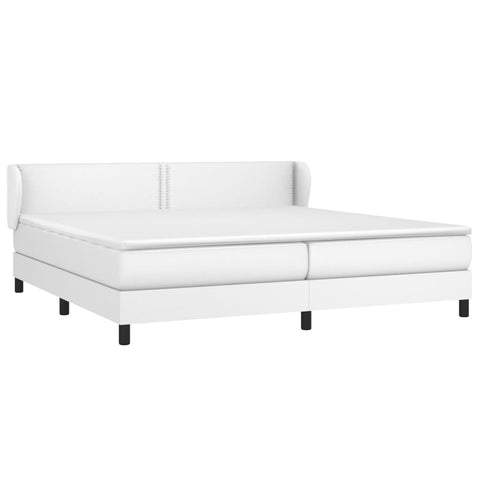 vidaXL Boxspringbett mit Matratze Weiß 200x200 cm Kunstleder