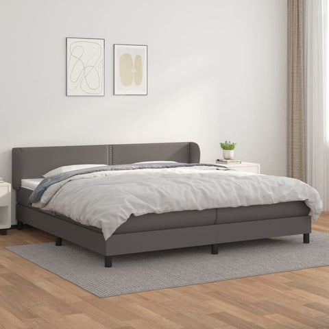 vidaXL Boxspringbett mit Matratze Grau 200x200 cm Kunstleder