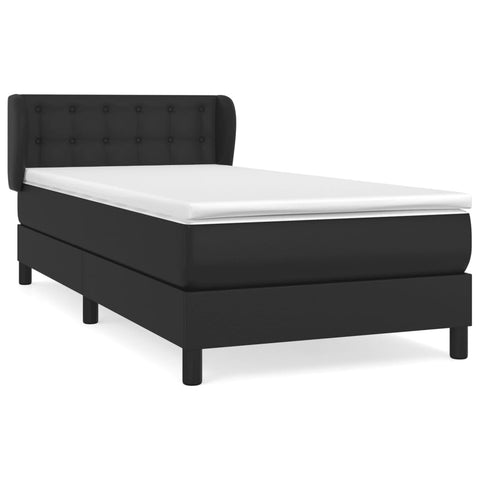 vidaXL Boxspringbett mit Matratze Schwarz 80x200 cm Kunstleder