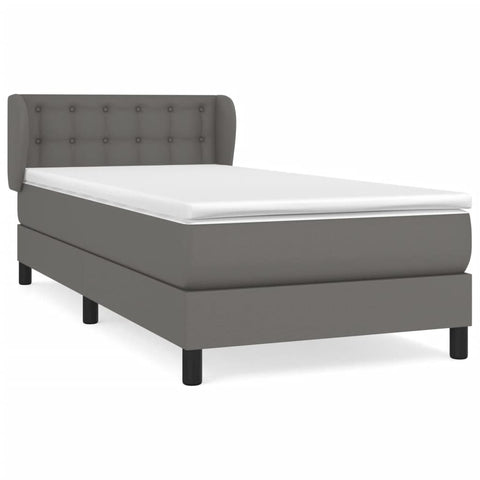 vidaXL Boxspringbett mit Matratze Grau 80x200 cm Kunstleder