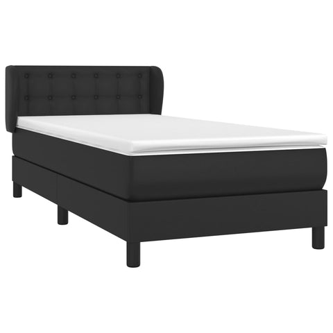 vidaXL Boxspringbett mit Matratze Schwarz 90x190 cm Kunstleder