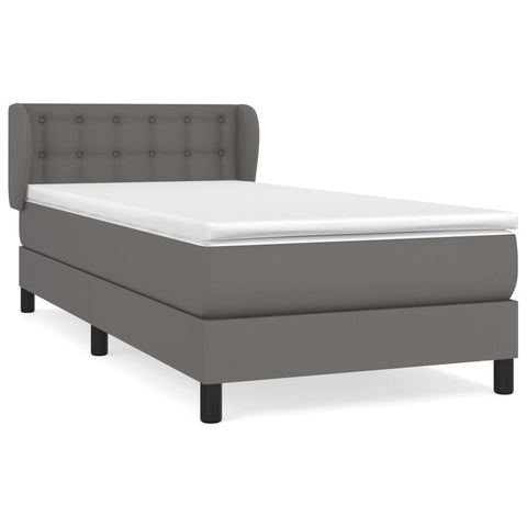 vidaXL Boxspringbett mit Matratze Grau 90x190 cm Kunstleder