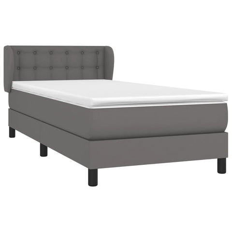 vidaXL Boxspringbett mit Matratze Grau 90x190 cm Kunstleder