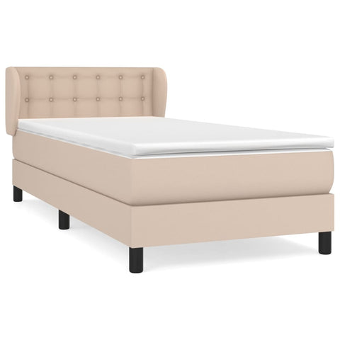 vidaXL Boxspringbett mit Matratze Cappuccino-Braun 90x190cm Kunstleder