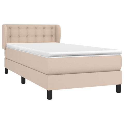 vidaXL Boxspringbett mit Matratze Cappuccino-Braun 90x190cm Kunstleder