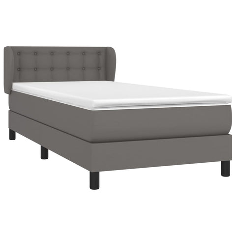 vidaXL Boxspringbett mit Matratze Grau 100x200 cm Kunstleder