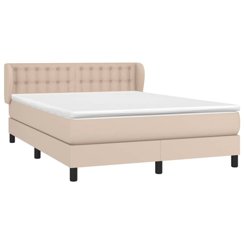 vidaXL Boxspringbett Matratze Cappuccino-Braun 140x200cm Kunstleder