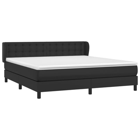 vidaXL Boxspringbett mit Matratze Schwarz 160x200 cm Kunstleder