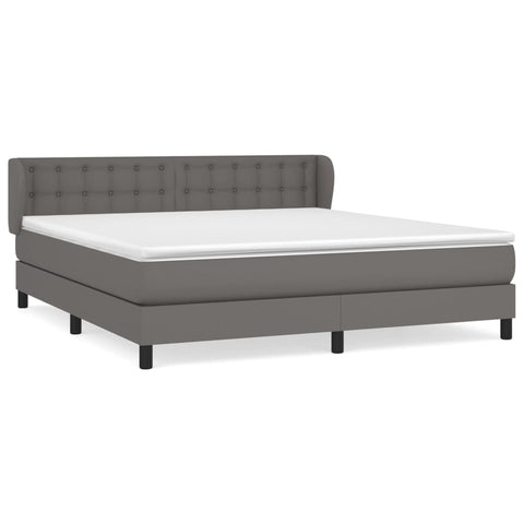 vidaXL Boxspringbett mit Matratze Grau 160x200 cm Kunstleder