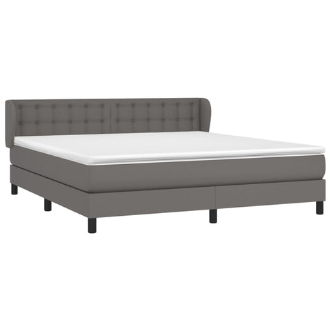 vidaXL Boxspringbett mit Matratze Grau 160x200 cm Kunstleder