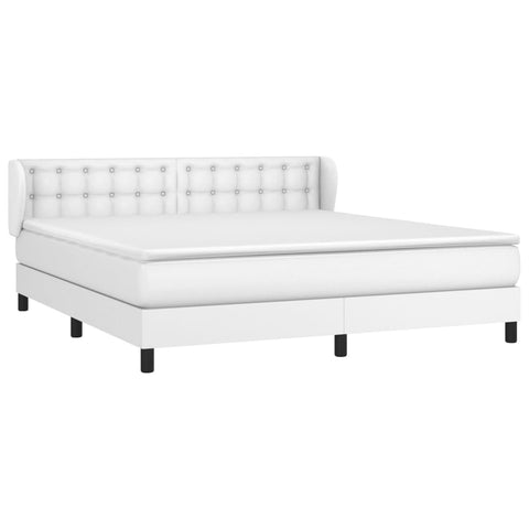 vidaXL Boxspringbett mit Matratze Weiß 180x200 cm Kunstleder