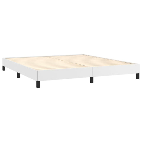 vidaXL Boxspringbett mit Matratze Weiß 180x200 cm Kunstleder