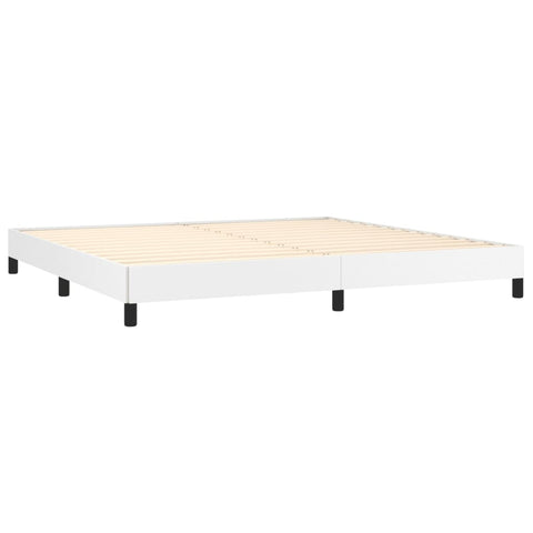 vidaXL Boxspringbett mit Matratze Weiß 200x200 cm Kunstleder