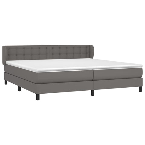 vidaXL Boxspringbett mit Matratze Grau 200x200 cm Kunstleder