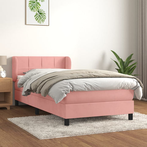 vidaXL Boxspringbett mit Matratze Rosa 90x190 cm Samt