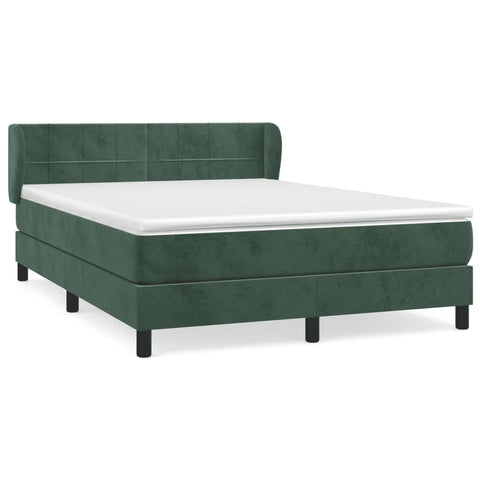 vidaXL Boxspringbett mit Matratze Dunkelgrün 140x190 cm Samt