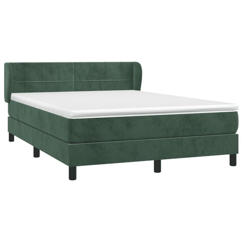 vidaXL Boxspringbett mit Matratze Dunkelgrün 140x190 cm Samt