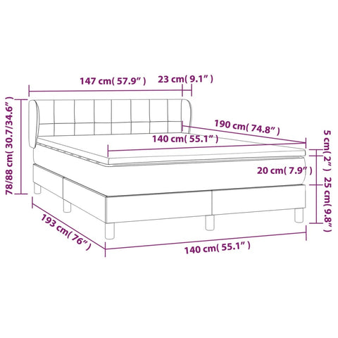 vidaXL Boxspringbett mit Matratze Dunkelgrün 140x190 cm Samt