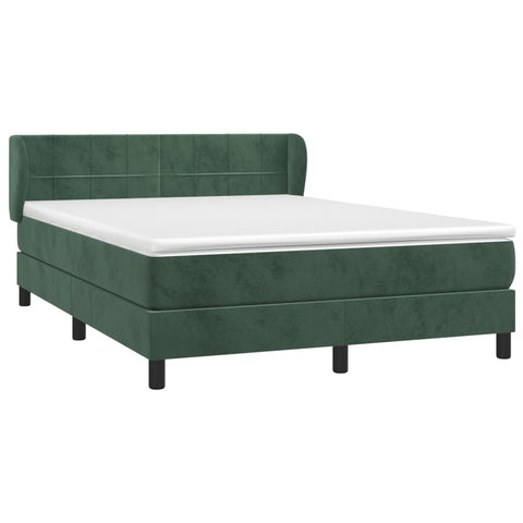 vidaXL Boxspringbett mit Matratze Dunkelgrün 140x200 cm Samt