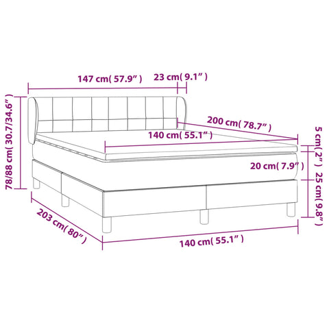 Boxspringbett mit Matratze Dunkelblau 140x200 cm Samt