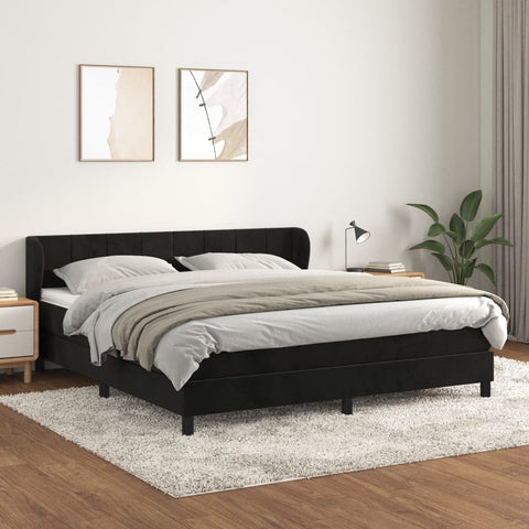 vidaXL Boxspringbett mit Matratze Schwarz 160x200 cm Samt