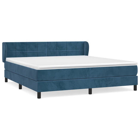 vidaXL Boxspringbett mit Matratze Dunkelblau 160x200 cm Samt