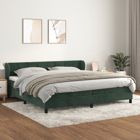 vidaXL Boxspringbett mit Matratze Dunkelgrün 200x200 cm Samt