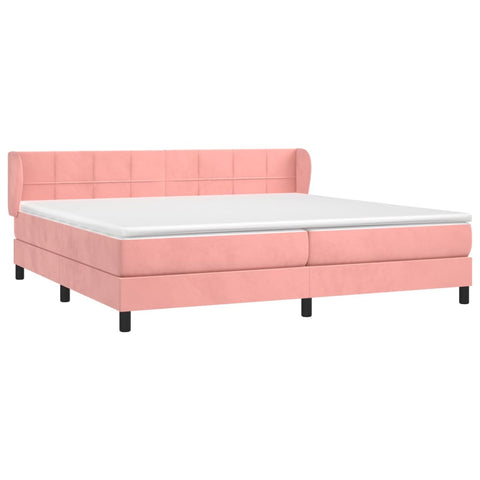 vidaXL Boxspringbett mit Matratze Rosa 200x200 cm Samt