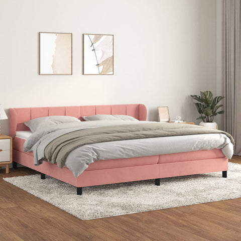 vidaXL Boxspringbett mit Matratze Rosa 200x200 cm Samt