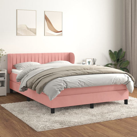 Boxspringbett mit Matratze Rosa 140x190 cm Samt