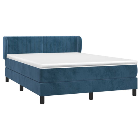 vidaXL Boxspringbett mit Matratze Dunkelblau 140x200 cm Samt