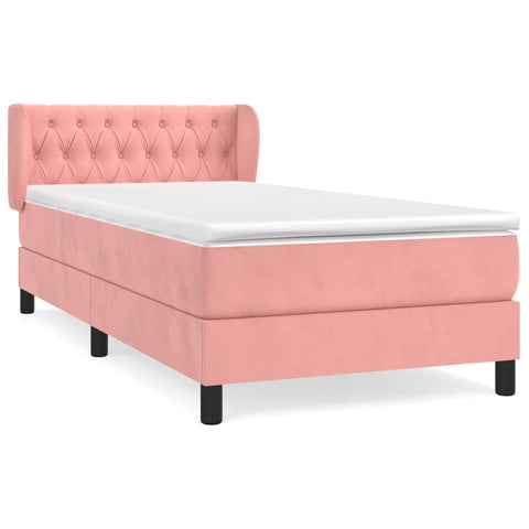 vidaXL Boxspringbett mit Matratze Rosa 90x190 cm Samt