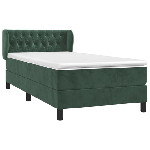 vidaXL Boxspringbett mit Matratze Dunkelgrün 100x200 cm Samt