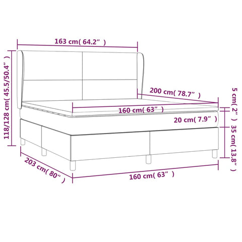 vidaXL Boxspringbett mit Matratze Creme 160x200 cm Stoff